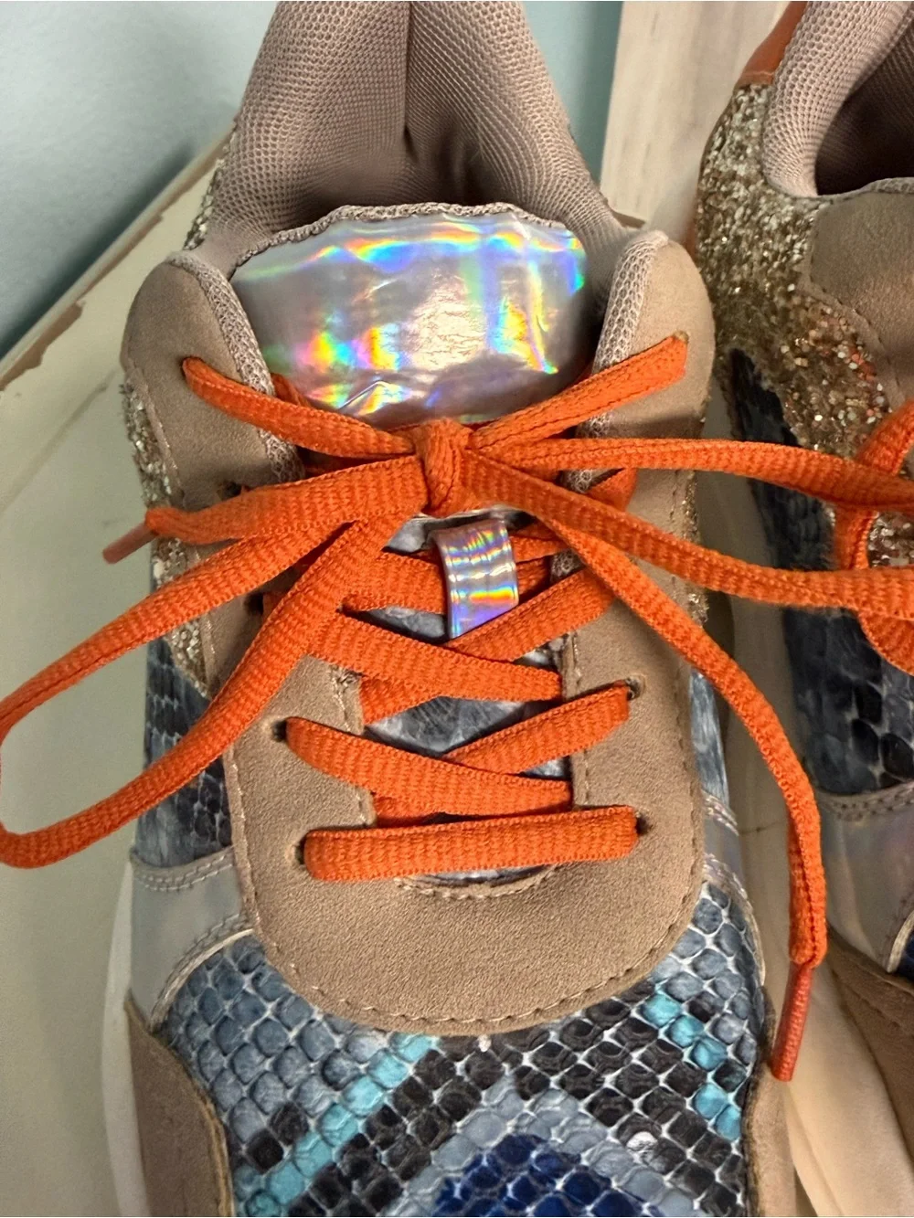 torrid Chunky Sneaker in Orange, Gold, Silver, Taupe